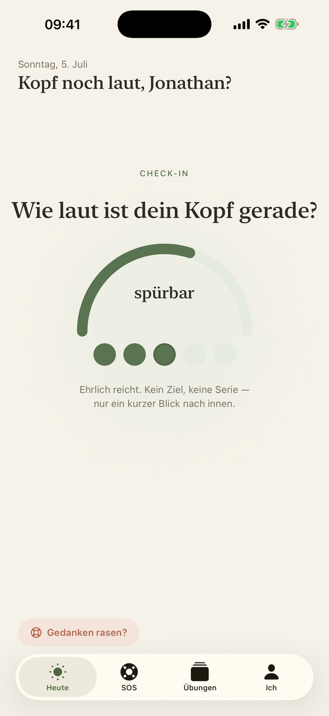 Check-in — Wie laut ist dein Kopf gerade?